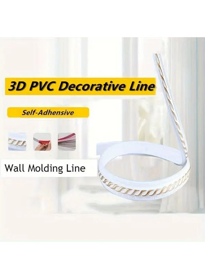White Golden Self Adhesive PVC Wall Trim Snap To Fit Mirror Frame Door Window - Image 1
